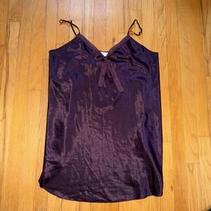 Vintage Secret Treasures Nightgown Slip Dress XL Purple Satin Bow Sleep Lingerie